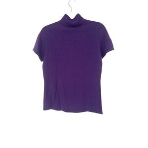 Susan Graver Style‎ Purple Mock Turtleneck Short Sleeve Knit Top XS